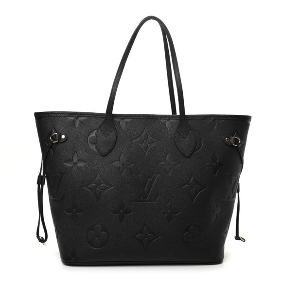 Louis Vuitton Neverfull MM Monogram Empreinte Leather Black Tote Bag - Picture 1 of 13
